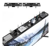 Mensola regolabile in acciaio per TV, supporto per TV galleggiante con scatole portaoggetti, ripiano universale per monitor per soundbar, console di gioco, decoder via cavo, scaffali router e