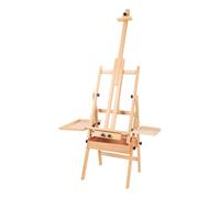 Mensola regolabile in altezza con doppio ripiano in legno di faggio in colore log regolabile ad angolo per artisti, studenti e hobbisti, ideale per studio studio studio