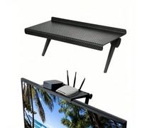 Mensola regolabile per la parte superiore dello schermo TV in nero: organizza il tuo decoder, il router e altro ancora per avere un ufficio domestico ordinato 7,08 pollici * 4,33 pollici,9,45 pollici