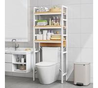 Mensola regolabile sopra il WC nizer, autoportante a 2 ripiani, con piedini dal design salvaspazio per un facile montaggio sopra i WC