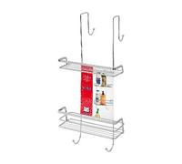 MENSOLA RETTANGOLARE 2 RIPIANI CON GANCIO DOCCIA Cromo Lucido