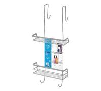 MENSOLA RETTANGOLARE 2 RIPIANI CON GANCIO DOCCIA Cromo Satinato