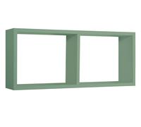 Mensola Rettangolare 2 Scomparti da Parete 70x30x15,5 cm in Fibra di Legno Morgana Verde Acqua Marina