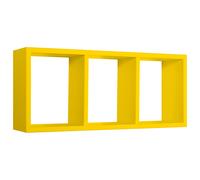 Mensola Rettangolare 3 Scomparti da Parete 70x30x15.5 cm in Fibra di Legno Tristano Giallo Canarino