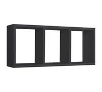 Mensola Rettangolare 3 Scomparti da Parete 70x30x15.5 cm in Fibra di Legno Tristano Nero