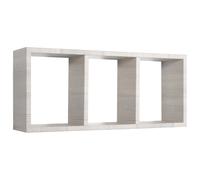 Mensola Rettangolare 3 Scomparti da Parete 70x30x15.5 cm in Fibra di Legno Tristano Rovere Grigio