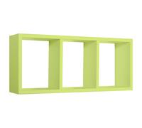 Mensola Rettangolare 3 Scomparti da Parete 70x30x15.5 cm in Fibra di Legno Tristano Verde