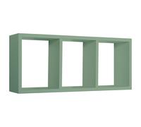 Mensola Rettangolare 3 Scomparti da Parete 70x30x15.5 cm in Fibra di Legno Tristano Verde Acqua Marina