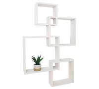 Mensola ripiani a muro parete HWC-P23, scaffale sospeso design decorativo quadri cubi, 4 ripiani MVG - bianco