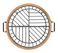 Mensola Rotonda da Parete 72,5x18x65 cm in Metallo e Rattan