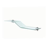 Mensola sagomata in vetro Curvato trasparente da 8 mm 100x20,5xh 11 cm completa di supporti in alluminio reggi mensola inclusi trasparente