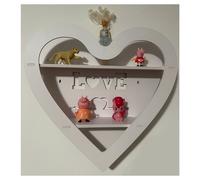 MENSOLA SCAFFALE DA PARETE A FORMA DI CUORE CON SCRITTA LOVE A 2 RIPIANI CAMERA