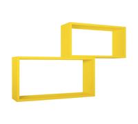 Modularredo Mensole parete BIS RETTANGOLO BISLUNGO Set 2 Giallo Canarino 70x35 p20 e 60x30 p20 cm