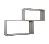 MENSOLA SCAFFALE PARETE 2 PZ ROVERE GRIGIO RETTANGOLARE SALOTTO MODERNO BISLUNGO