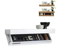 Mensola segreta con cassetto nascosto, moderna mensola sospesa da parete in legno, soluzione elegante per soggiorno, camera da letto, ufficio (bianco)