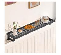 Mensola Sopra Il Termosifone - Scaffale Portaoggetti Senza Foratura, Organizer Resistente Al Calore For Bagno E Cucina, Bianco E Nero(Nero,40cm)