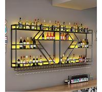 Mensola sospesa a 3 ripiani in metallo industriale a parete, scaffale per liquori, decorazione moderna per la casa per soggiorno, cucina, bar e ufficio