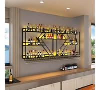 Mensola sospesa a 3 ripiani in metallo industriale a parete, scaffale per liquori, decorazione moderna per la casa, organizer salvaspazio per soggiorno e bar