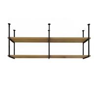 Mensola sospesa al soffitto, mensole galleggianti rustiche, scaffale portaoggetti da cucina con struttura in metallo nero, mensola decorativa da parete, portafiori, per ristorante, bar(150x30x80cm)