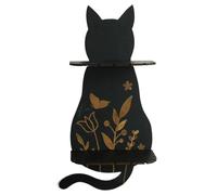 Mensola sospesa da parete, a forma di gatto, supporto da parete in legno a doppio strato, organizer decorativo per la casa e la camera da letto, per esporre rocce, cristalli, minerali