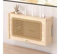 Mensola sospesa da parete per archiviazione multimediale, supporto da parete per router TV con presa di corrente, ideale per organizzare e visualizzare dispositivi elettronici