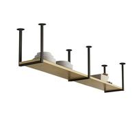 Mensola sospesa da soffitto, in legno massello e metallo, supporto per piante e vino, per bar/ristorante, 150 x 30 x 40 cm, elegante espositore per piatti e salvaspazio
