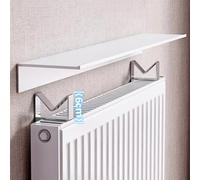 Mensola sospesa in lega di alluminio con copertura riscaldante, senza fori, portata 30 kg, 14,5 x 35 cm, colore: bianco