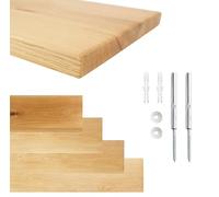 Mensola Sospesa in Rovere da Parete - Floating Shelf con Supporto Invisibile - Libreria in Legno con Fori - Scaffale per Libri
