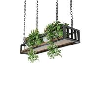 Mensola sospesa per piante, supporto regolabile da soffitto con catene in ferro e ripiani in legno, per soggiorno, bar, negozio di fiori, elegante soluzione per esposizione galleggiante