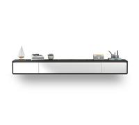 Mensola sospesa per TV con 2 cassetti, console multimediale per soggiorno o camera da letto, mobiletto portaoggetti da parete, ideale per organizzare dispositivi multimediali e accessori