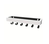 Mensola sospesa rustica in legno con 6 ganci per doccia e portachiavi in stile nordico, per casa, camera da letto, bagno (1 pezzo, bianco)