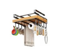 Mensola Sottopensile Cucina con Ganci e Porta Rotolo Salvaspazio