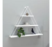 Mensola triangolare 74 cm in legno con tre ripiani colore bianco totale - Moset