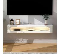 Mensola TV sospesa, Mobile TV a Parete con mensola sospesa - Elegante Supporto TV e Console multimediale per apparecchiature Audio-Video, mensola Decorativa in Vetro per decoder e Router WiF