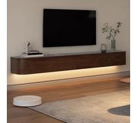 Mensola TV sospesa, Mobile TV a Parete sospeso con cassetti e Anta ad Apertura Laterale, Console multimediale Moderna per Soggiorno e Camera da Letto, Eleganti Ripiani Marroni (180 cm x 20 c