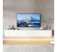 Mensola TV sospesa, Mobile TV a Parete sospeso con cassetti e Anta ad Apertura Laterale, Console multimediale Moderna per Soggiorno e Camera da Letto, mensole sospese Versatili (Bianco-B, 22