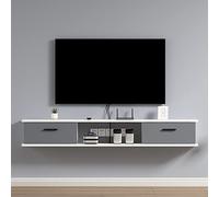 Mensola TV sospesa, Mobile TV sospeso a Parete - Centro di intrattenimento salvaspazio con Anta e vano portaoggetti per Audio/Video, Console multimediale - Elegante complemento d'arredo (col
