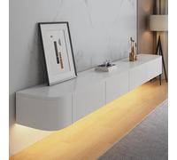 Mensola TV sospesa, Mobile TV sospeso a Parete con Ripiani, Console multimediale per Soggiorno e Camera da Letto, Elegante Mobile TV Bianco con Anta, mensola multimediale sospesa da 160 cm/6