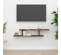 Mensola TV Sospesa, Scaffale Parete in Legno Rovere Affumicato, Design Asimmetrico Moderno per Home Theater e Soggiorno, 125 x 18 x 23 cm