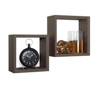 MODULARREDO | GINEVRA Set di 2 Mensole da Muro, Cubi Arredo, Mensole Cubo, Cubi da Parete, Cubi Portaoggetti, 35x35 p15.5 cm, e 30x30 p15.5 cm Noce Segato - Made in Italy