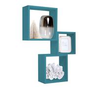 SET 3 CUBI MENSOLE PARETE BLU SCAFFALE SALOTTO SOGGIORNO CAMERA INCUBO
