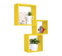SET 3 CUBI MENSOLE PARETE GIALLO SCAFFALE SALOTTO SOGGIORNO CAMERA INCUBO