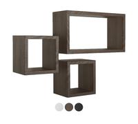 MODULARREDO | TRIBU Set di 3 Mensole da Muro, Cubi Arredo, Mensole Cubo, Cubi Parete, Cubi Portaoggetti, 44x24 p15.5 cm, 20x20 p15.5 cm e 20x20 p15.5 cm, Nero - Made in Italy