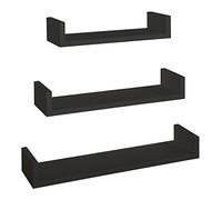 SET 3 MENSOLE PARETE NERO SCAFFALE SALOTTO SOGGIORNO CAMERA MODERNO CALAMITA