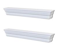 Mensole a Muro Aaliyah 2 pz Bianche MDF 61 x 9,5 x 9 cm | Stile barocco, MDF, bianco, 2 pezzi, 61 x 9,5 x 9 cm, carico 8 kg, soggiorno, camera da letto, specchi, libri