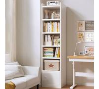 Mensole Angolari Bianche, Libreria Sottile, Scaffalatura Angolare Alta e Aperta, Scaffale per Libri con 1 Porta for Ufficio, Balcone, Divano o Comodino