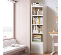 Mensole Angolari Bianche, Libreria Sottile, Scaffalatura Angolare Alta e Aperta, Scaffale per Libri con 1 Porta for Ufficio, Balcone, Divano o Comodino