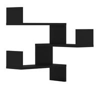 Mensole angolari da parete, 2 pezzi, nero, 40 x 40 x 50 cm, in materiale di legno, salvaspazio e stabile, per soggiorno, cucina, bagno, soluzione moderna
