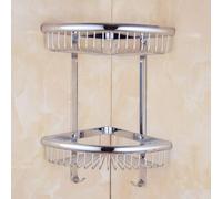 Mensole angolari per Il Bagno Mensola angolare for Doccia da Bagno in Ottone Vintage Dorato a 2 Strati Nizer con scolapiatti Montato a Parete(2 Layer Chrome)