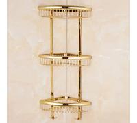 Mensole angolari per Il Bagno Mensola angolare for Doccia da Bagno in Ottone Vintage Dorato a 2 Strati Nizer con scolapiatti Montato a Parete(3 Layer Gold)